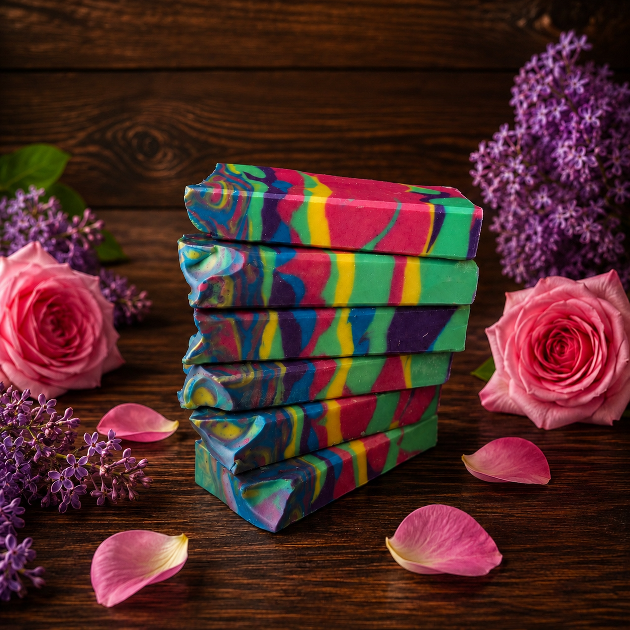 LILAC ROSE: Goats Milks and Lard Conditioning Handmade Mini Rainbow Soap (Trial Size)