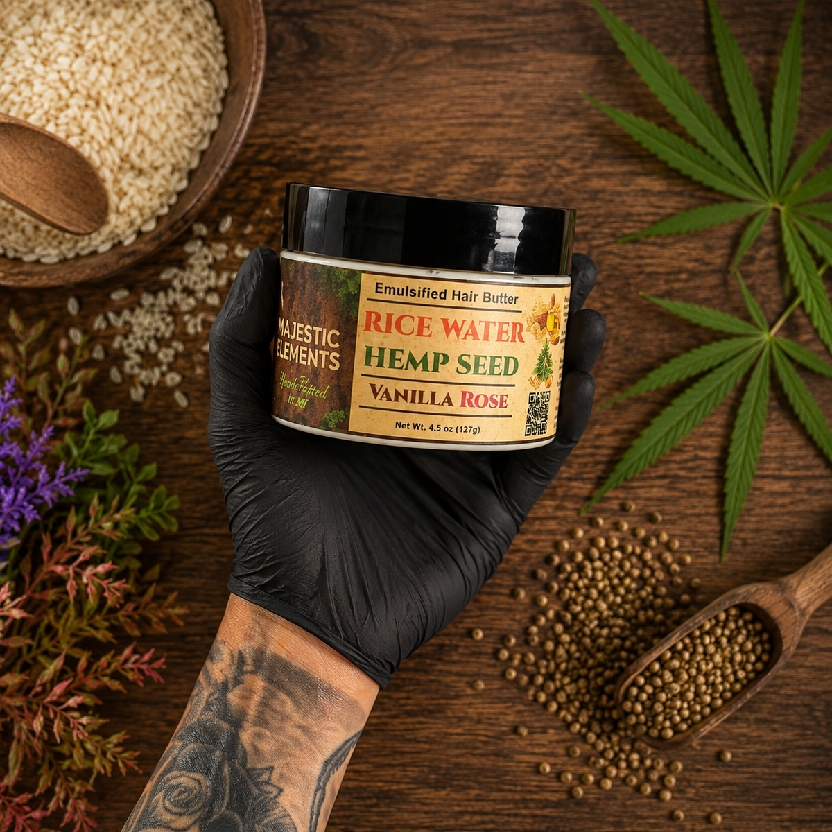 RICE WATER: Handmade Vanilla Rose Scented Hair Butter