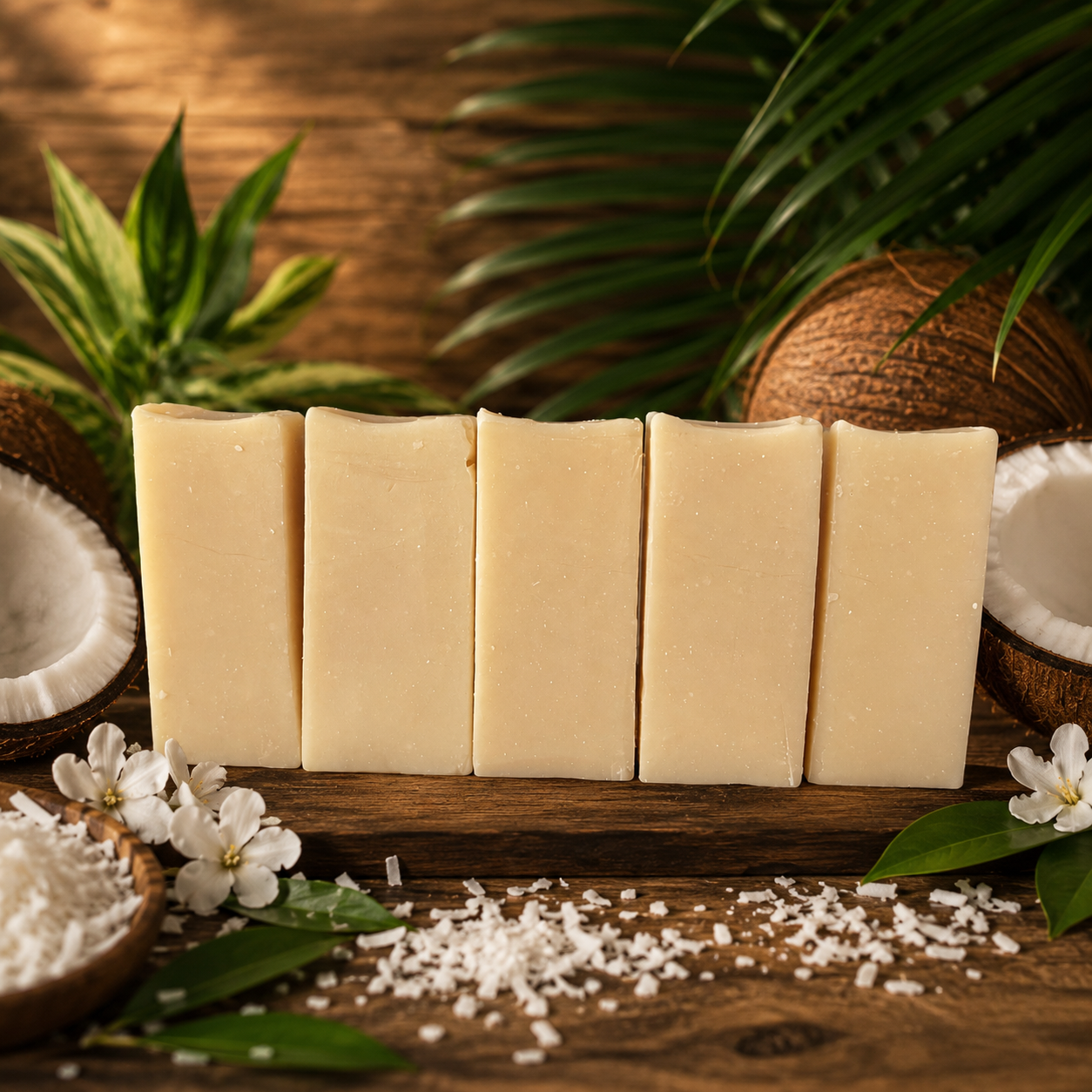COCONUT: 100% Plant-Based Oils Coconut Milk and Shea Butter Handcrafted Vegan Mini Cleansing Soap