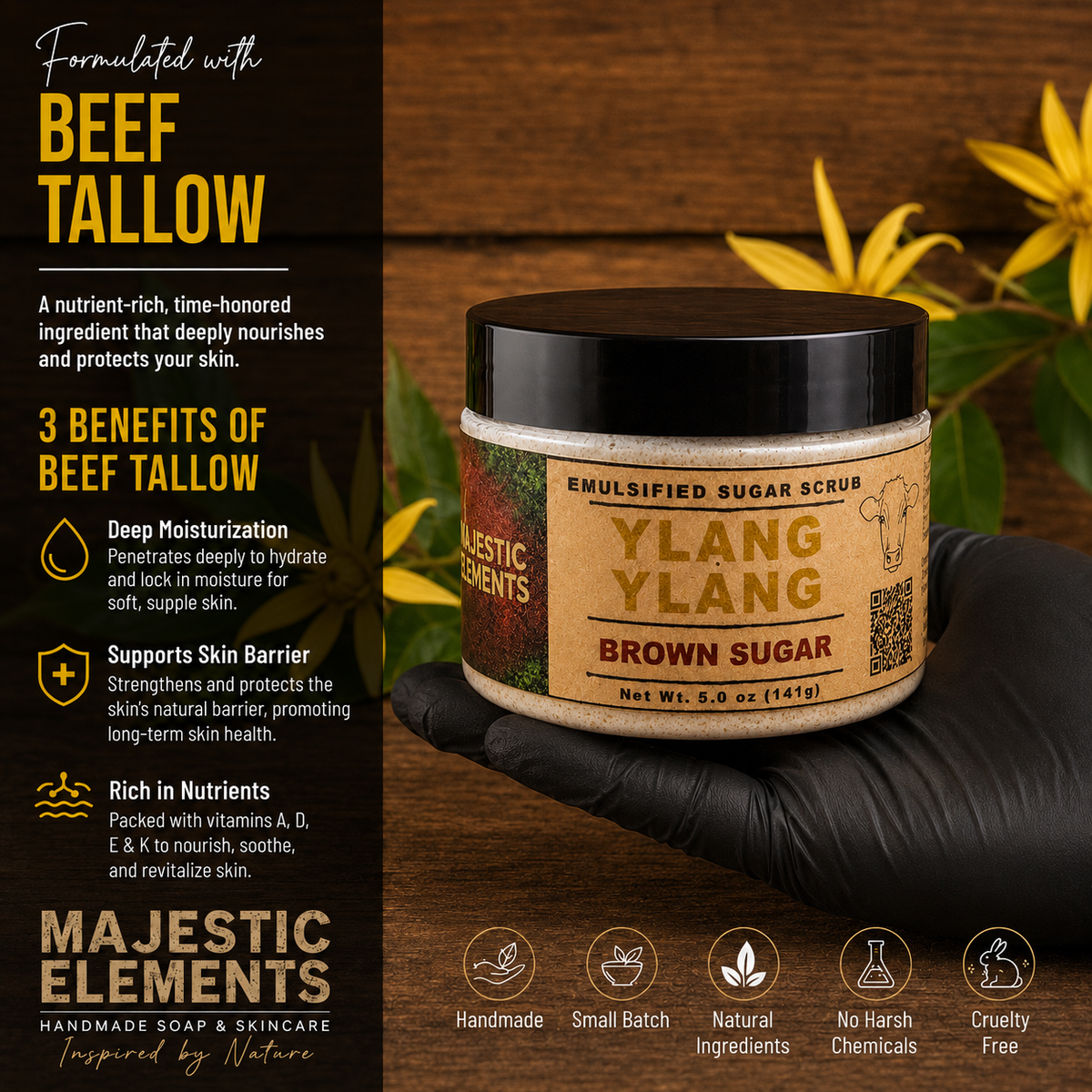 YLANG YLANG: Handmade Tallow Sugar Scrub