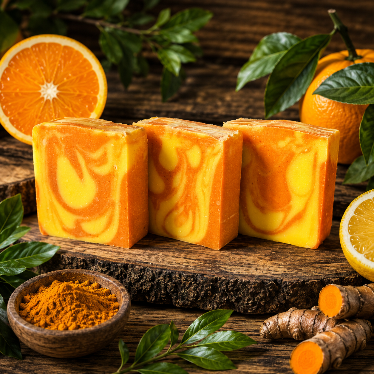 LEMON ORANGE: Goats Milk And Turmeric Handmade Artisan Soap