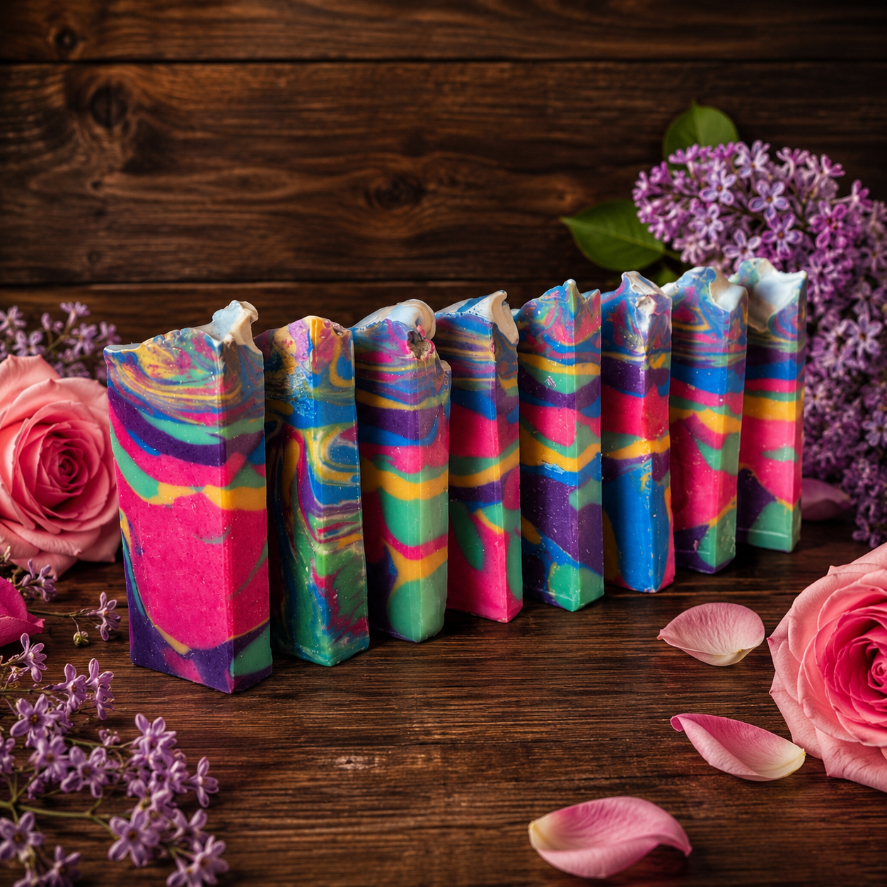 Lilac Rose Goats Milks and Lard Rejuvenating Handmade Mini Rainbow Soap (Trial Size)