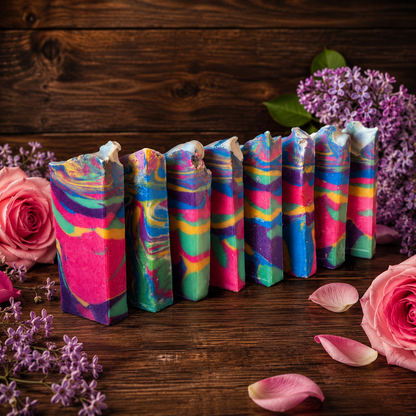 Lilac Rose Goats Milks and Lard Rejuvenating Handmade Mini Rainbow Soap (Trial Size)