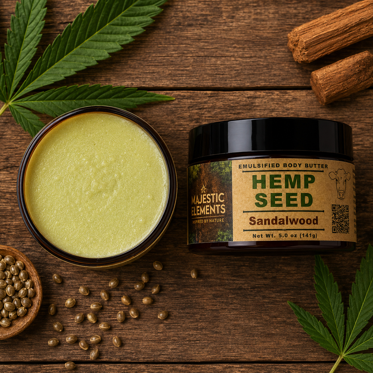 SANDALWOOD: Tallow + Hemp Seed Handmade Body Butter Body Cream
