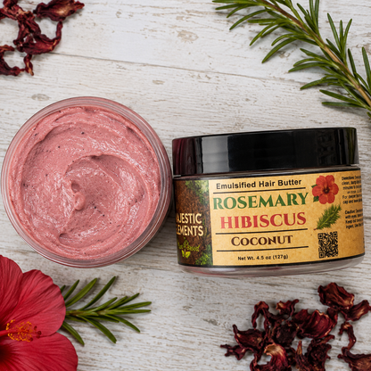 ROSEMARY & HIBISCUS: Handmade Coconut Scented Hair Butter