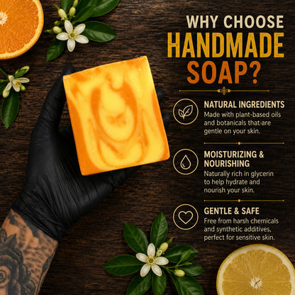 LEMON ORANGE: Goats Milk And Turmeric Handmade Artisan Soap