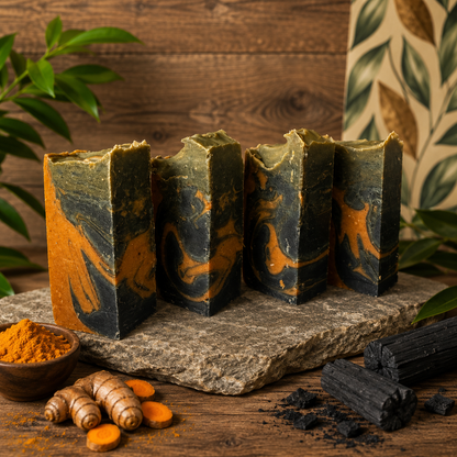 Unscented Turmeric and Charcoal Handmade Purifying Tallow Sample Soap