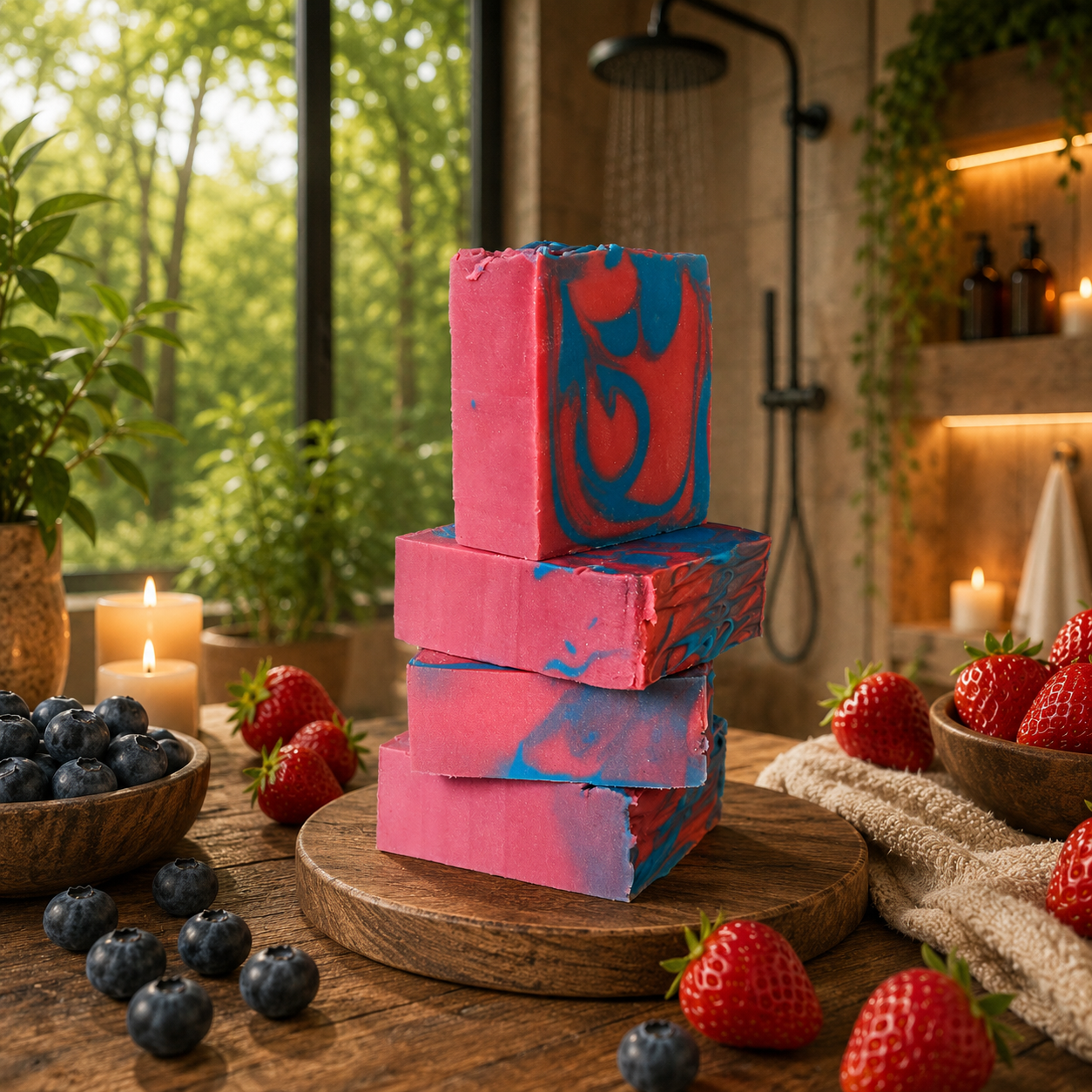 Strawberry Blueberry Handmade Beef Tallow and Milk Soap