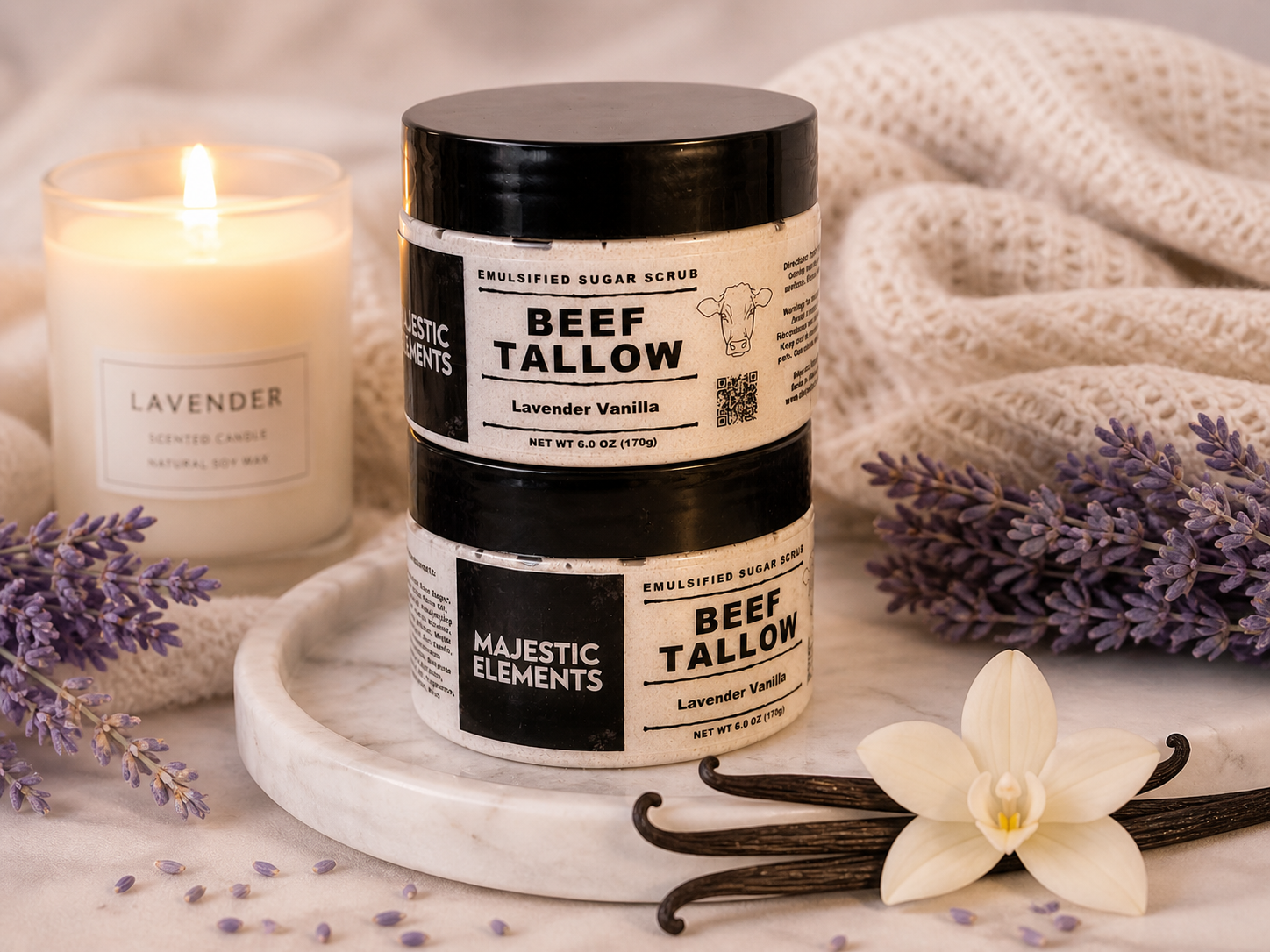 Lavender Vanilla Emulsified Tallow Sugar Scrub