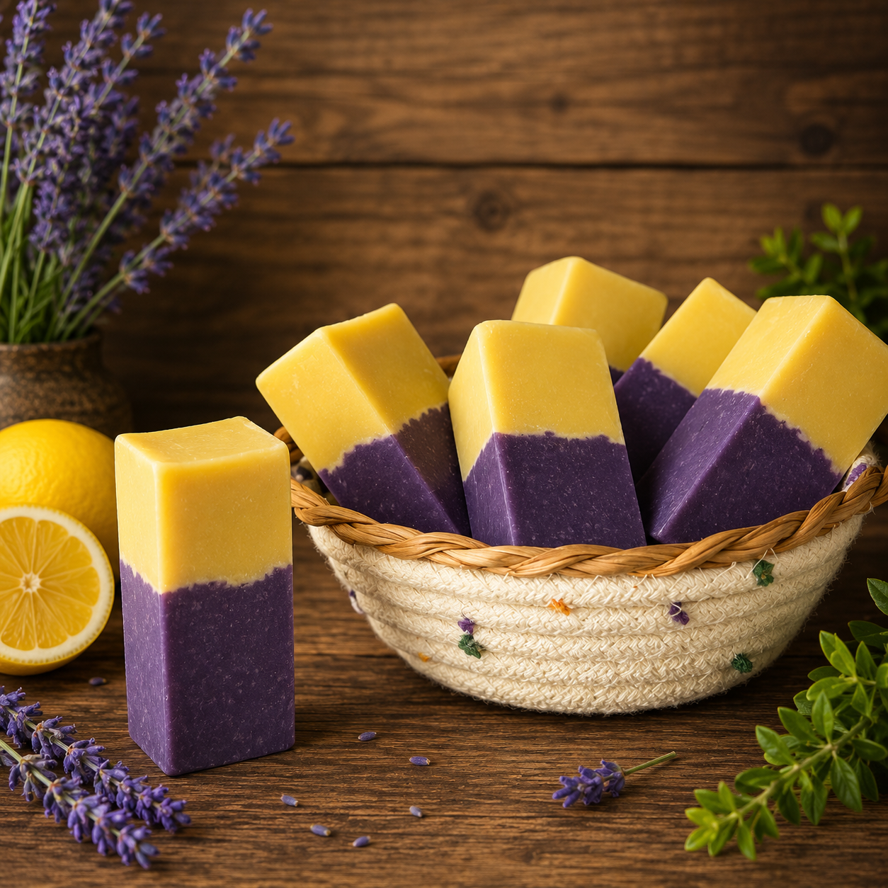 LEMON LAVENDER: Handmade Tallow and Milk Conditioning Sample Soap