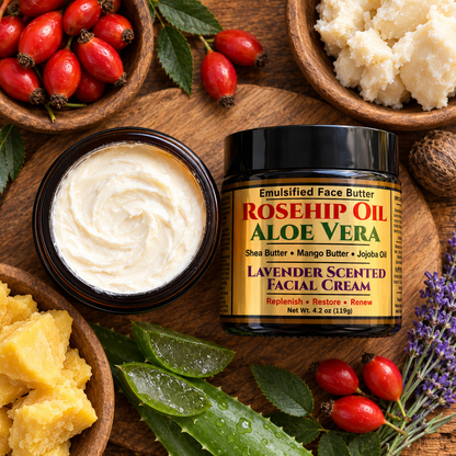 ROSEHIP OIL: Handmade Lavender Scented Facial Butter / Face Cream