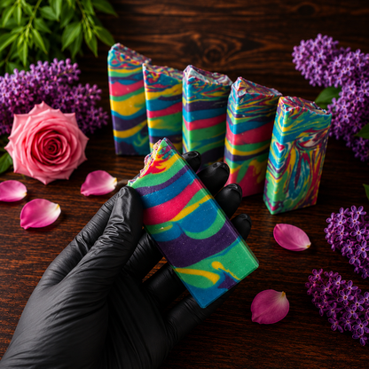 LILAC ROSE: Goats Milks and Lard Conditioning Handmade Mini Rainbow Soap (Trial Size)