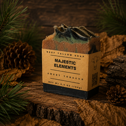 Sweet Tobacco Pine Handmade Masculine Beef Tallow Cleansing Soap