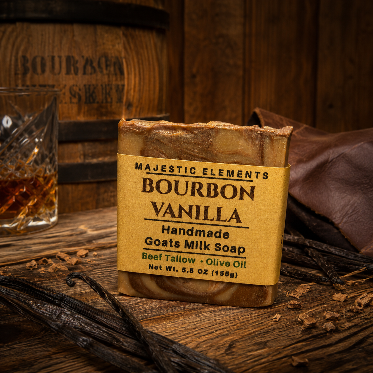 BOURBON VANILLA: Goats Milk & Tallow Handmade Masculine Soap