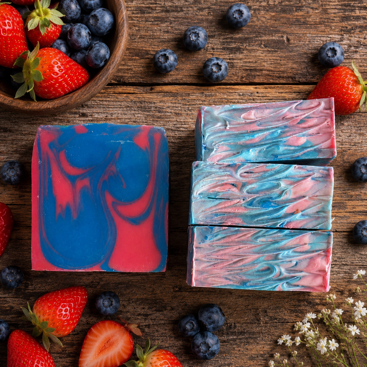 STRAWBERRY BLUEBERRY: Handmade Tallow + Milk Soap