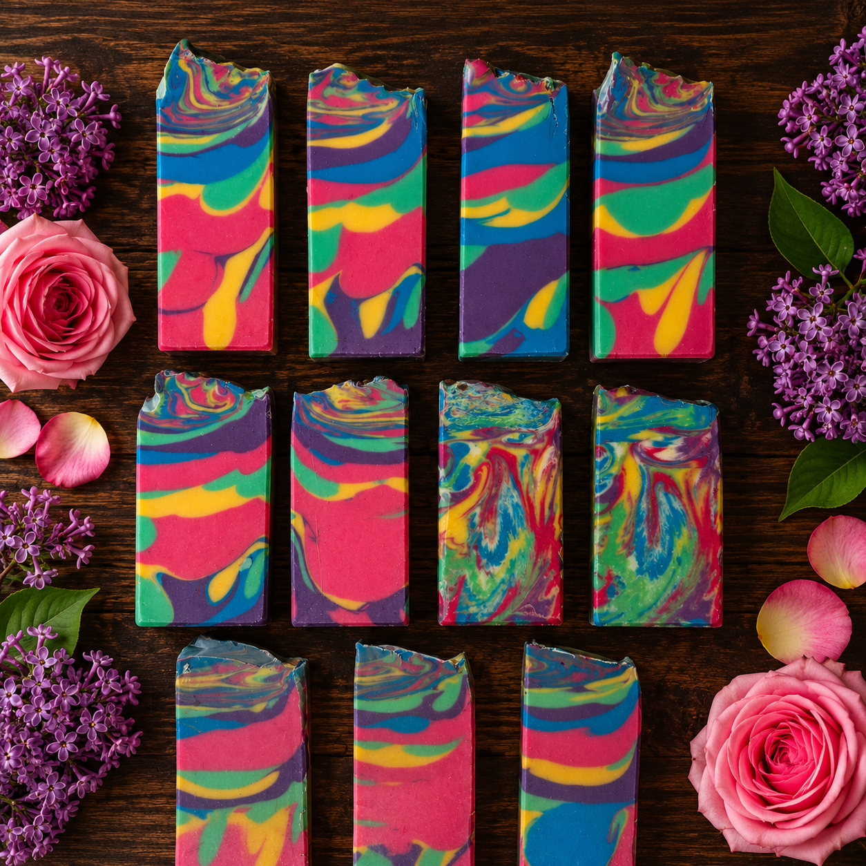 Lilac Rose Goats Milks and Lard Rejuvenating Handmade Mini Rainbow Soap (Trial Size)