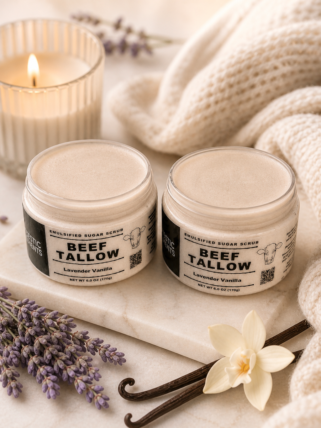Lavender Vanilla Emulsified Tallow Sugar Scrub