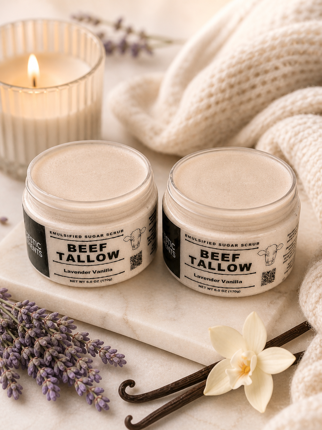 Lavender Vanilla Emulsified Tallow Sugar Scrub