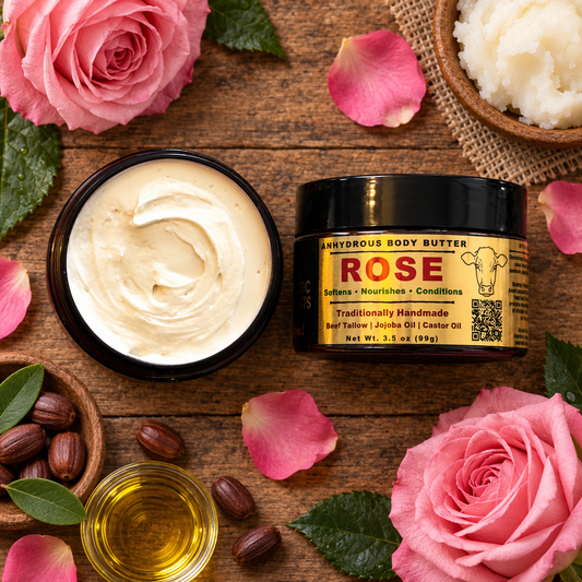ROSE: Anhydrous Whipped Beef Tallow Body Butter