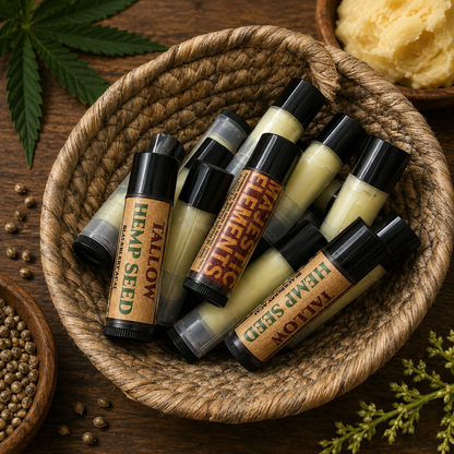 TALLOW + HEMP SEED: Handmade Blackberry Açaí Flavored Nourishing Lip Balm