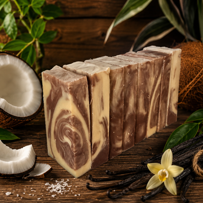 COCONUT VANILLA: Handmade Tallow Aloe and Milk Conditioning Mini Soap