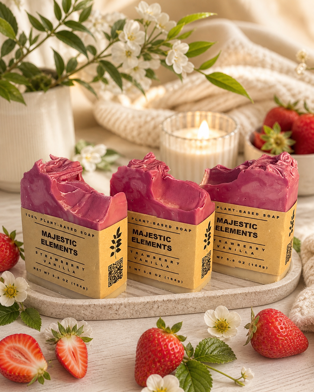 Strawberry Vanilla Plant-Based Handcrafted Soap