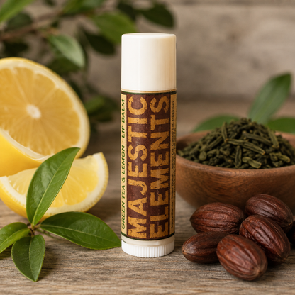 SHEA BUTTER + JOJOBA OIL: Handmade Green Tea & Lemon Lip Balm