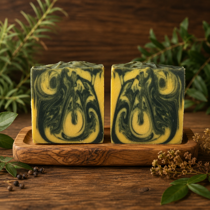 Bay Rum & Black Pepper Handmade Exfoliating Tallow and Milk Masculine Soap