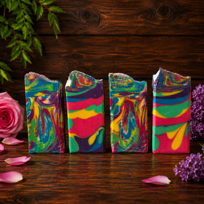 Lilac Rose Goats Milks and Lard Rejuvenating Handmade Mini Rainbow Soap (Trial Size)