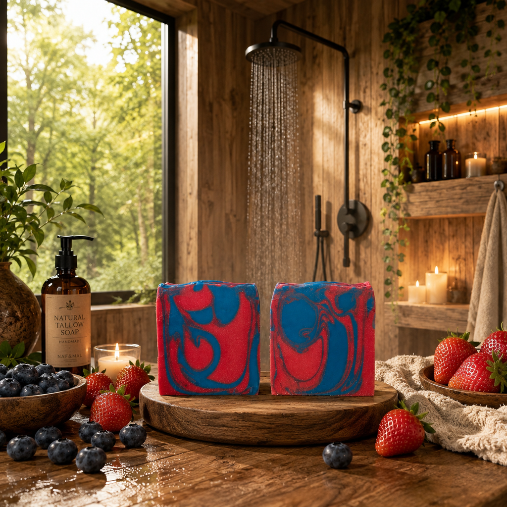 Strawberry Blueberry Handmade Beef Tallow and Milk Soap