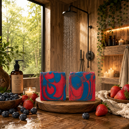 Strawberry Blueberry Handmade Beef Tallow and Milk Soap