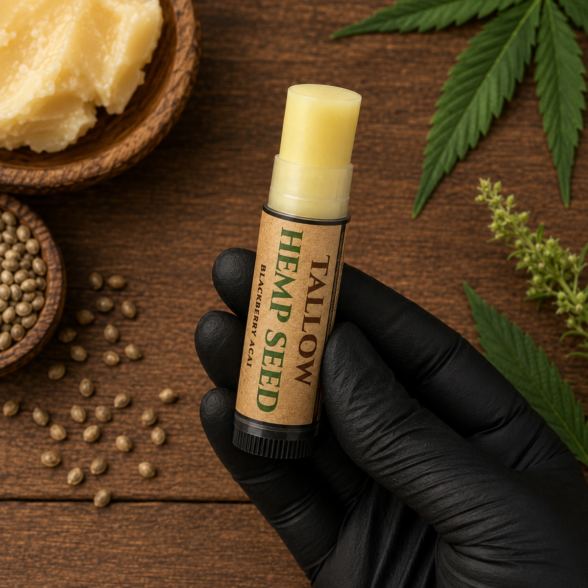 TALLOW + HEMP SEED: Handmade Blackberry Açaí Flavored Nourishing Lip Balm