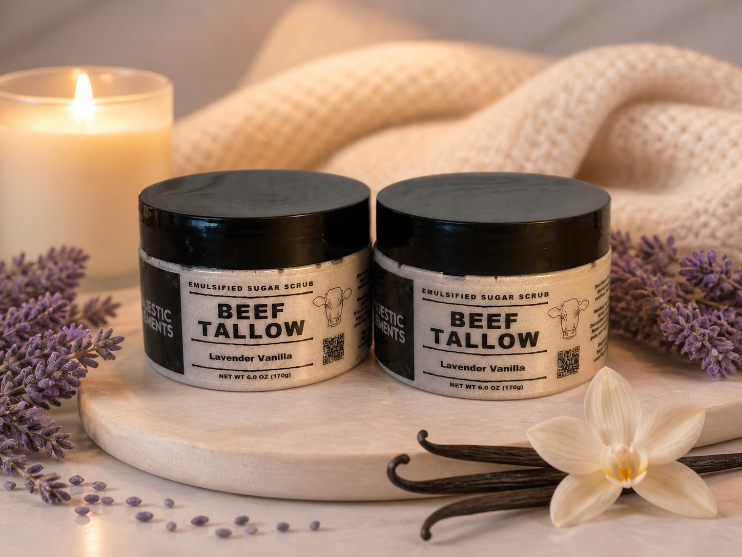 Lavender Vanilla Emulsified Tallow Sugar Scrub