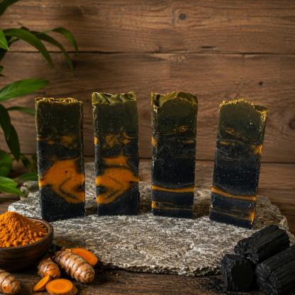 Unscented Turmeric and Charcoal Handmade Purifying Tallow Sample Soap