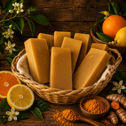 LEMON ORANGE: Goats Milk and Turmeric Pigment-Free Handmade Mini Soap