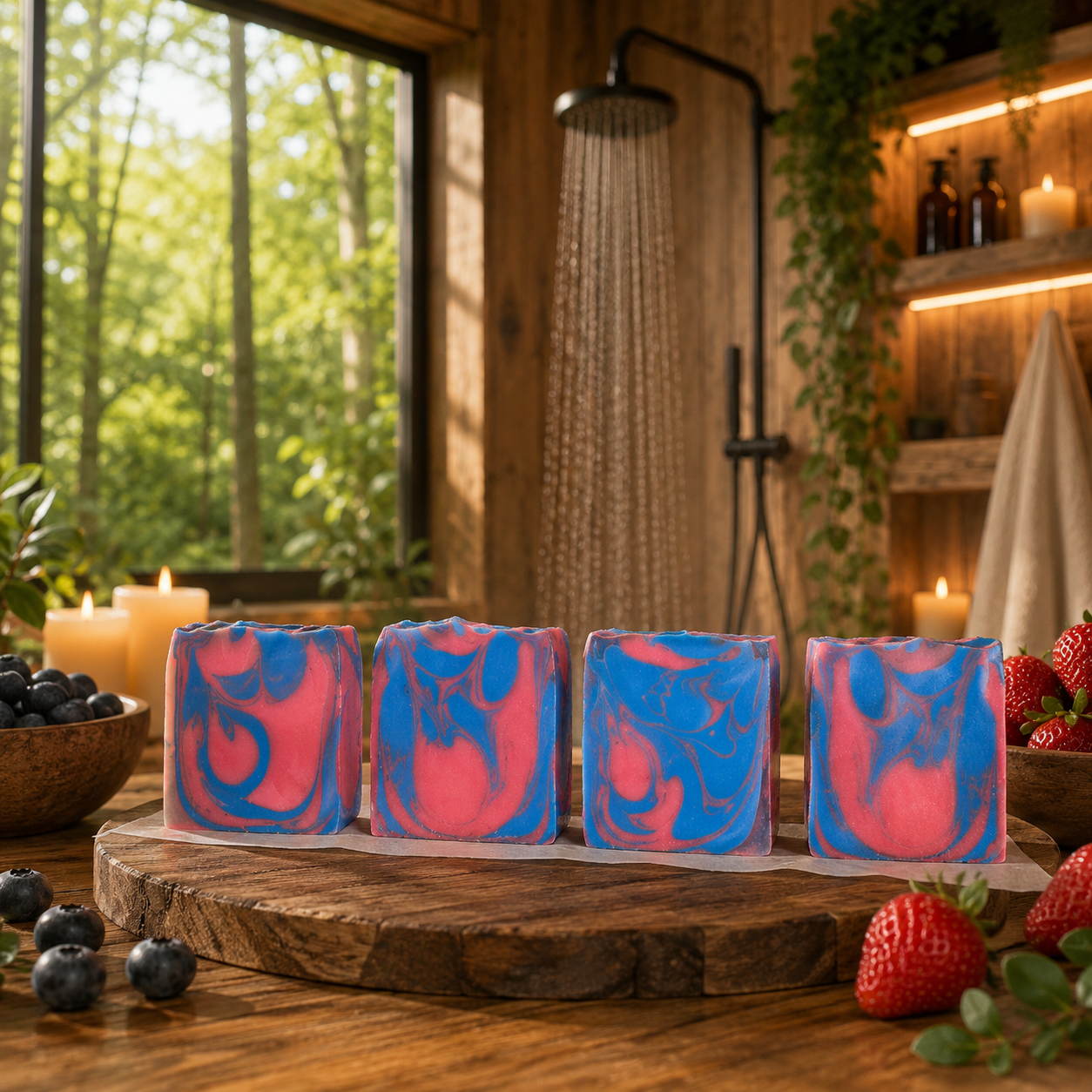 Strawberry Blueberry Handmade Beef Tallow and Milk Soap