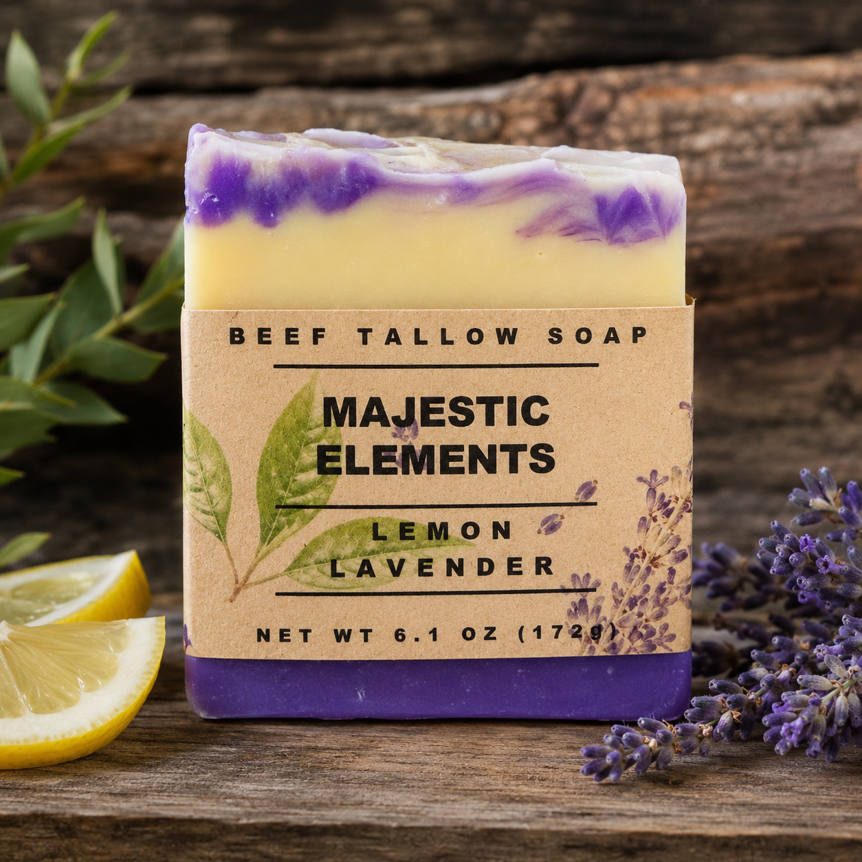 Lemon Lavender Handmade Beef Tallow Soap