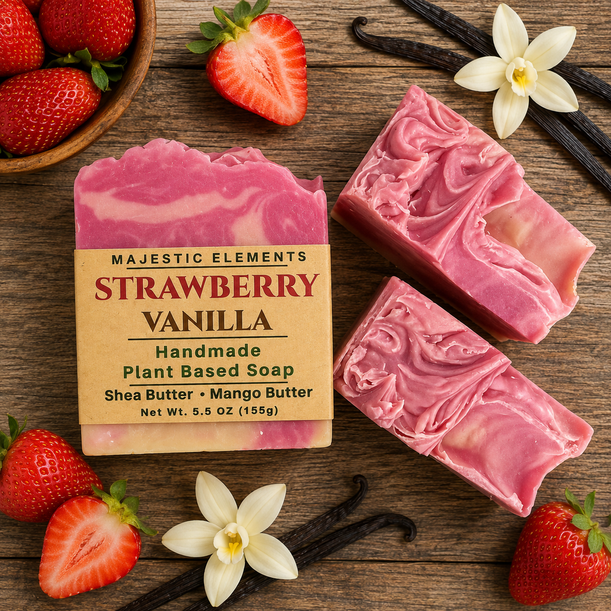 STRAWBERRY VANILLA: Handmade Plant-Based Vegan Soap