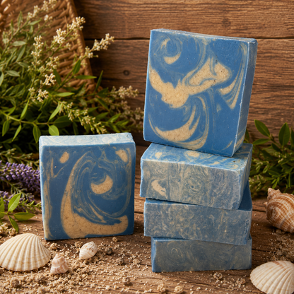 OCEAN BREEZE: Exfoliating Beef Tallow Handmade Artisan Sand Soap