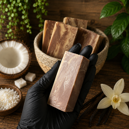 COCONUT VANILLA: Handmade Tallow, Aloe, and Milk Conditioning Sample Soap