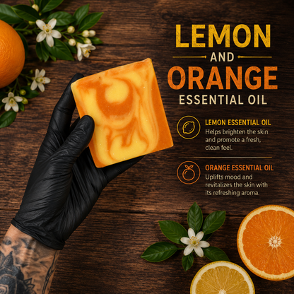 LEMON ORANGE: Goats Milk And Turmeric Handmade Artisan Soap