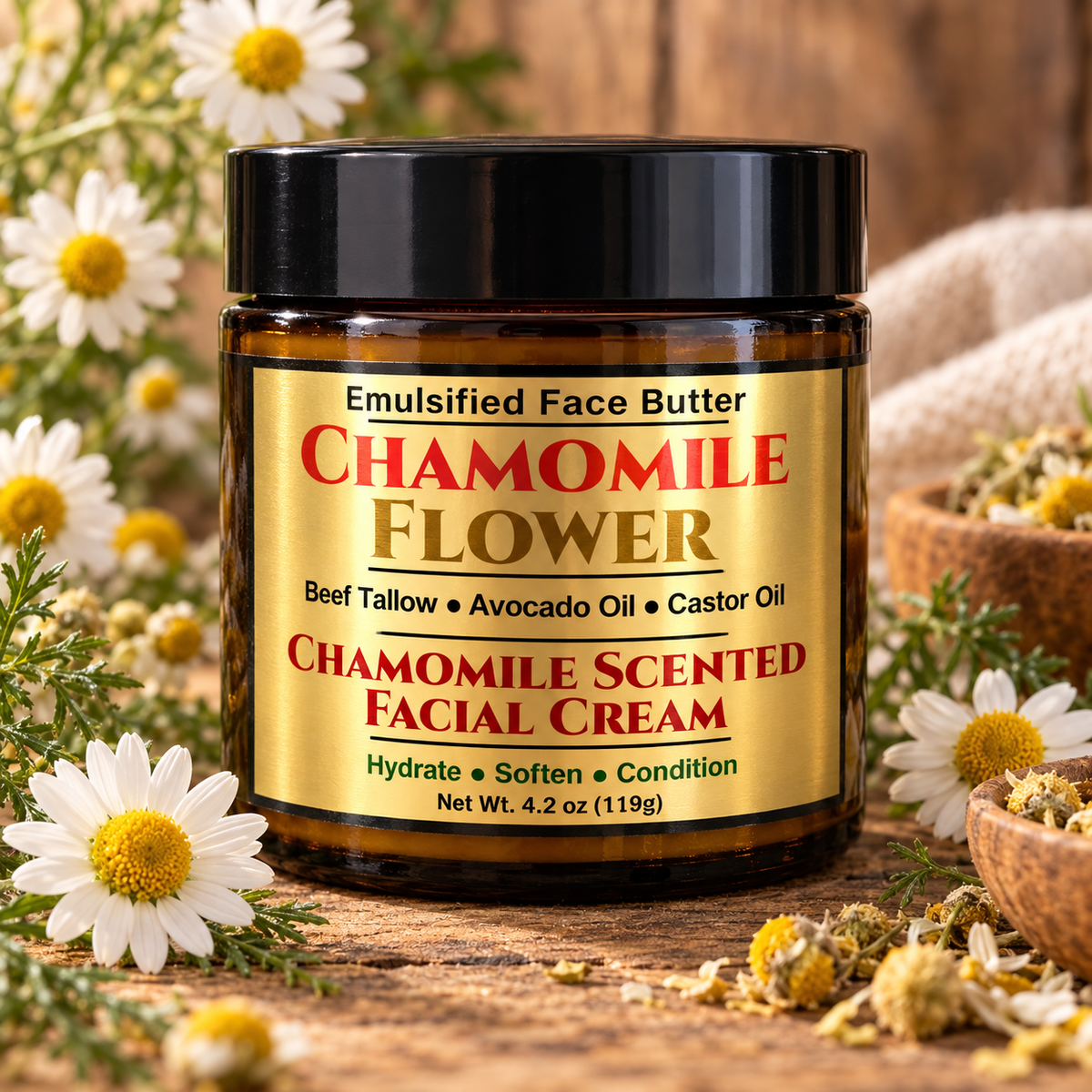 CHAMOMILE FLOWER: Handmade Chamomile Scented Facial Butter / Face Cream