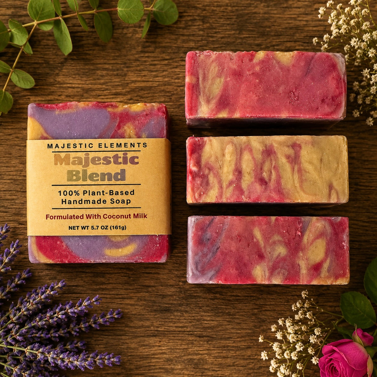 Majestic Blend 100% Plant-Based Oils Coconut Milk Handmade Nourishing Vegan Soap
