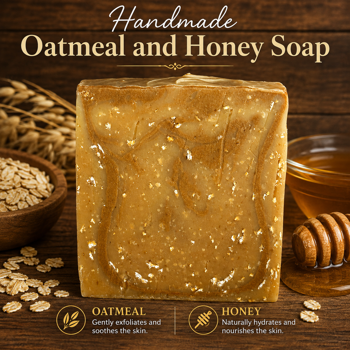 UNSCENTED: Honey And Oatmeal Handmade Gentle Soap