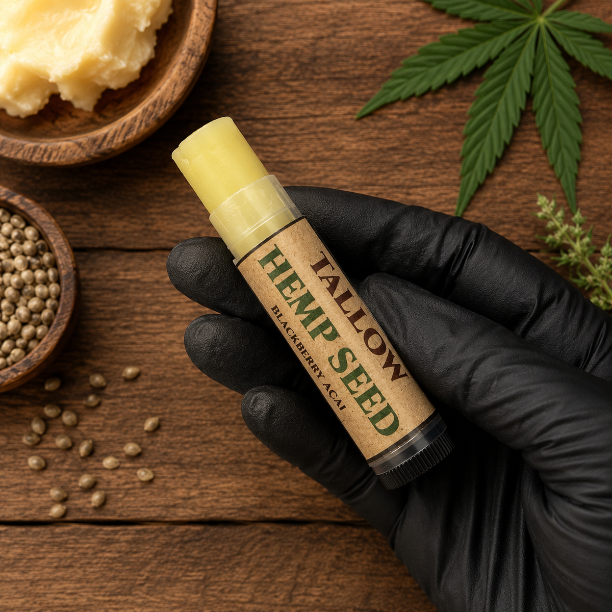 TALLOW + HEMP SEED: Handmade Blackberry Açaí Flavored Nourishing Lip Balm
