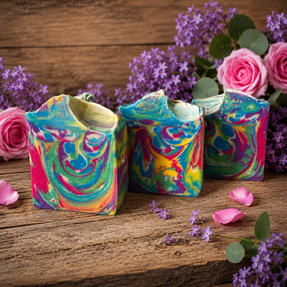 LILAC ROSE: Goats Milk and Lard Handmade Conditioning Rainbow Soap