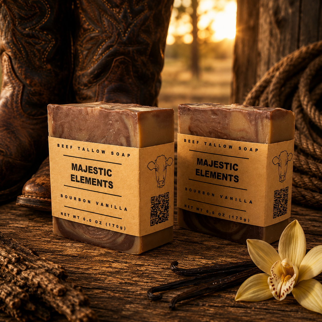 Bourbon Vanilla Goats Milk Masculine Tallow Handmade Soap