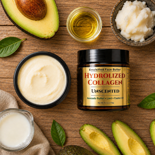 HYDROLYZED COLLAGEN: Handmade Unscented Facial Butter / Face Cream