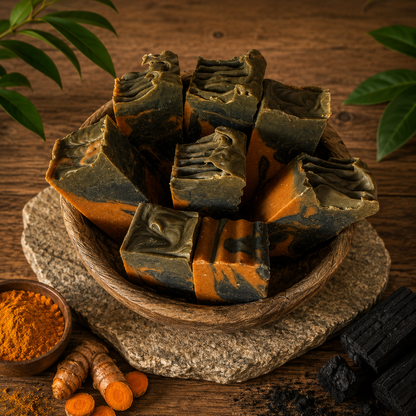 Unscented Turmeric and Charcoal Handmade Purifying Tallow Sample Soap