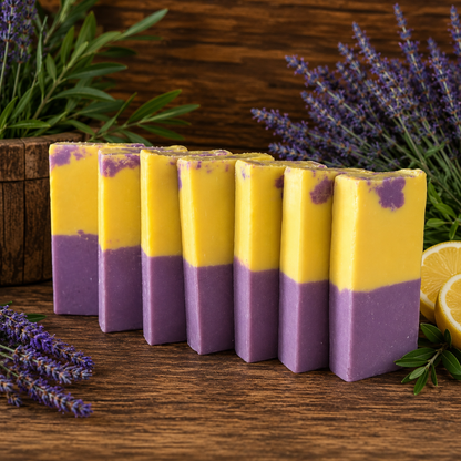 LEMON LAVENDER: Handmade Tallow and Milk Nourishing Mini Soap